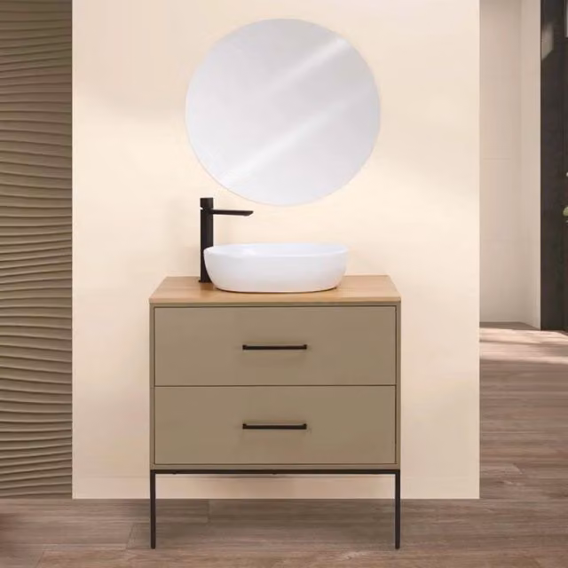 MOBILE BAGNO VENUS 80CM TORTORA CON LAVABO E SPECCHIO