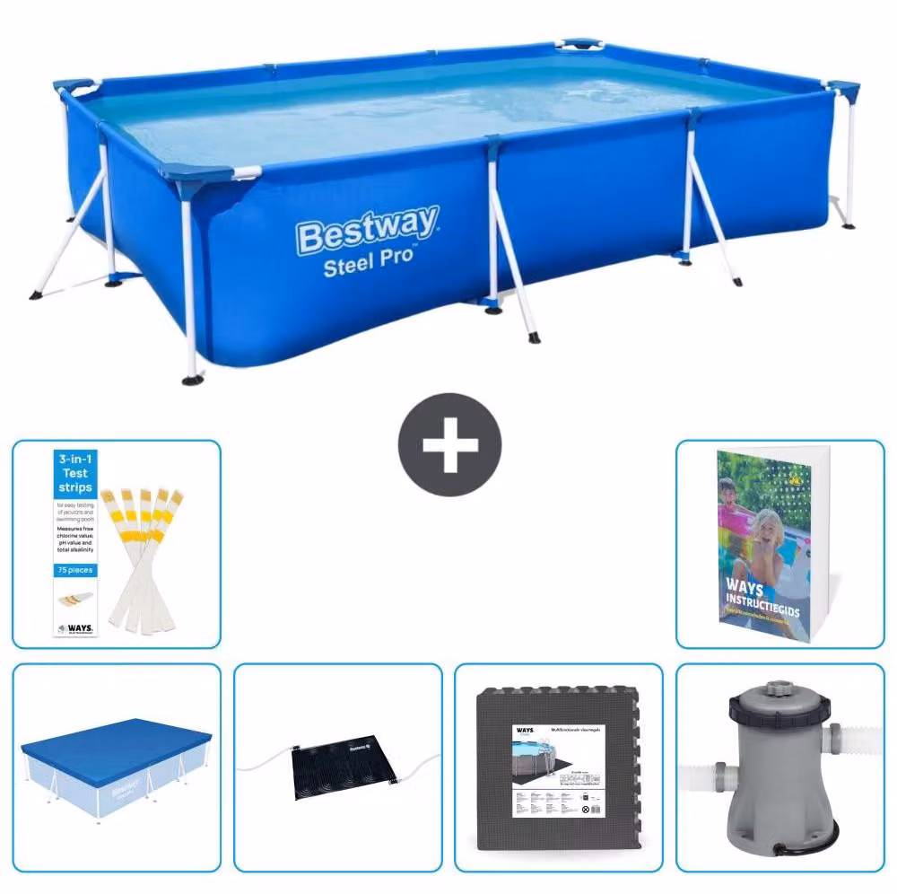 Bestway Steel Pro, piscina rettangolare - 300x201x66 cm - composta da 5 parti, modello S21