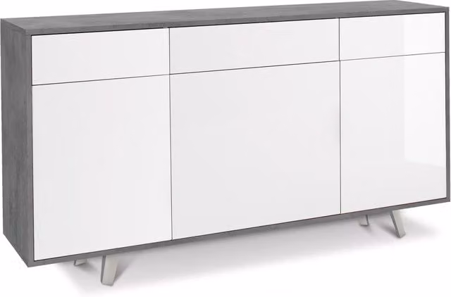 Mobile da cucina GIORDANOSHOP con 3 ante e 3 cassetti, finitura bianco e grigio lucido, L: 164 cm, H: 92 cm, P: 41 cm