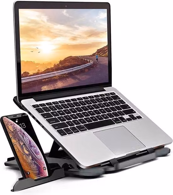 Sostegno per laptop in metallo nero