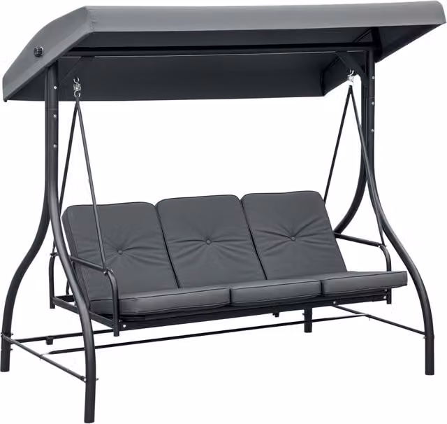 Divano letto da giardino 3 posti con cuscini ¨C Minimal ¨C Grigio, polyrattan, 180x80x90 cm