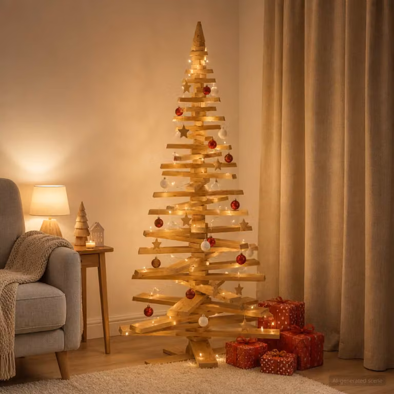vidaXL Albero di Natale in legno KOTKA 180 cm Legno Massello di Pino