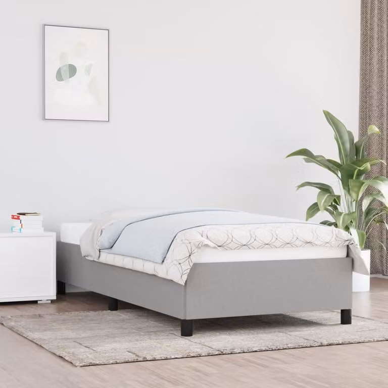 The Living Store Struttura letto grigio chiaro 100x200 cm in tessuto
