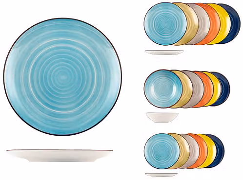 Servizio Piatti H&H Caribe in Stoneware Multicolore per 6 Persone, 18 Pezzi