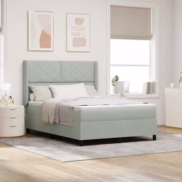Letto a molle moderno vidaXL in velluto grigio con testiera e porta USB L/P: 160 x 200 cm