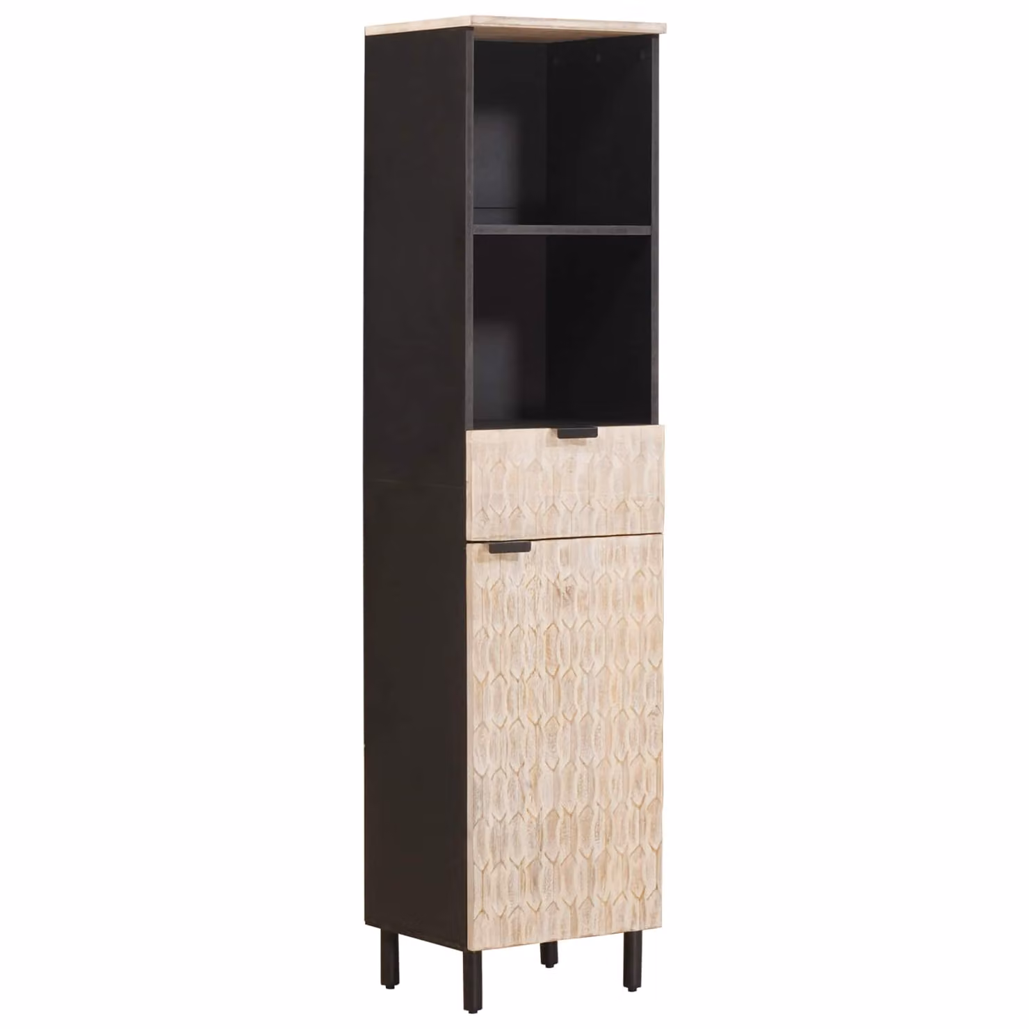 Mobile da bagno vidaXL con scaffale e ante, Nero e Bianco, L: 38 cm, P: 33 cm, H: 160 cm