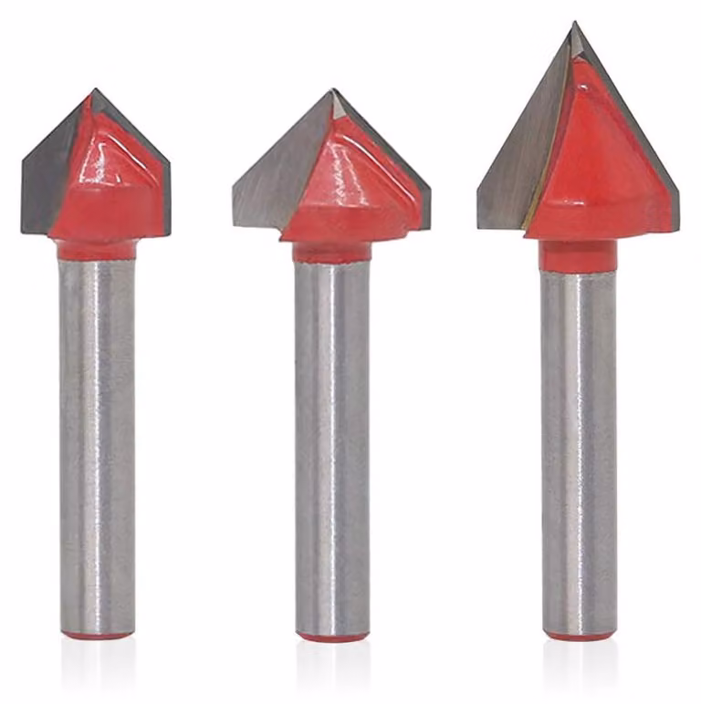 Fresatura a V: Scanalatura a V - Attacco da 6 mm - Carburo di tungsteno - Fresa per incisione CNC per lavorazione del legno