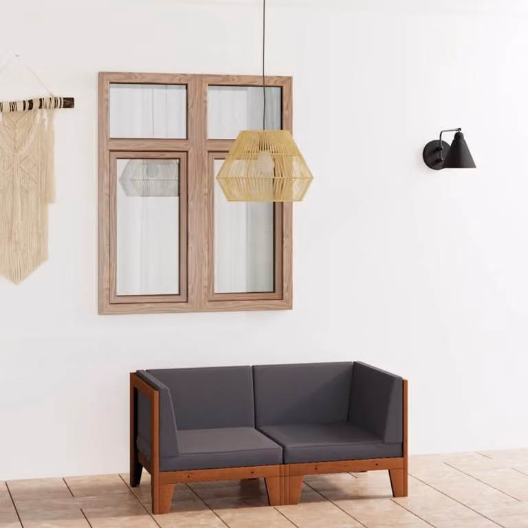 Maison Exclusive - Divano a 2 Posti con Cuscini Grigio Scuro in Massello di Acacia