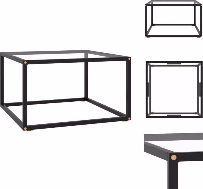 vidaXL Tavolino nero con vetro temperato 60x60x35 cm - Tavolini da caffè