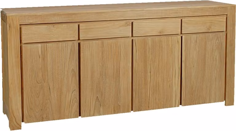 Mobile contenitore laterale in teak massello, Hillsta, dimensioni 210x95 cm, resistente agli agenti atmosferici