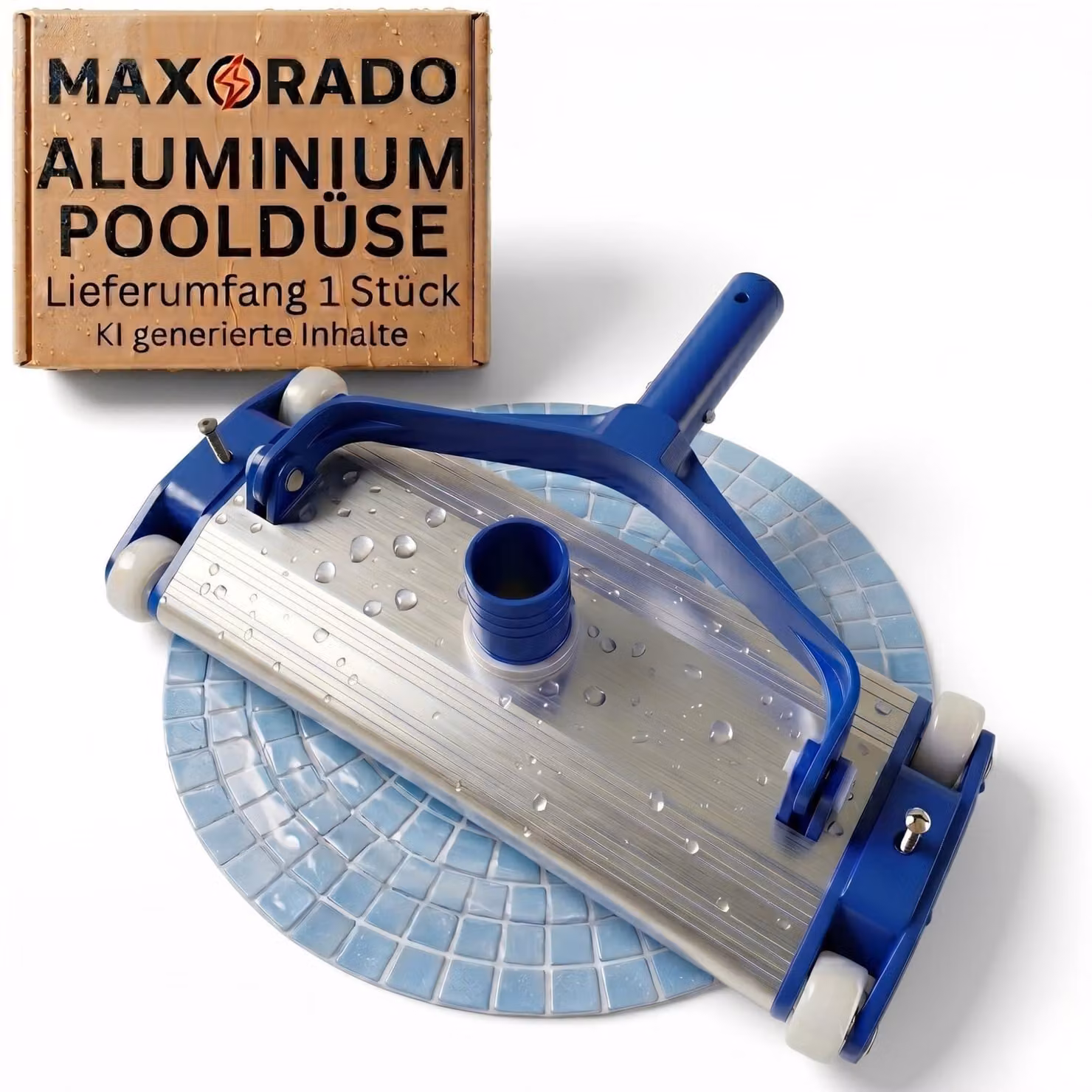 Spazzola per piscina professionale da 35 cm, extra pesante, con attacco di aspirazione da 38 mm in alluminio e 4 ruote; spazzola pesante per aspiratore da fondo, aspiratore da fondo per piscine fuori terra, piscine interrate e piscine in generale, compati