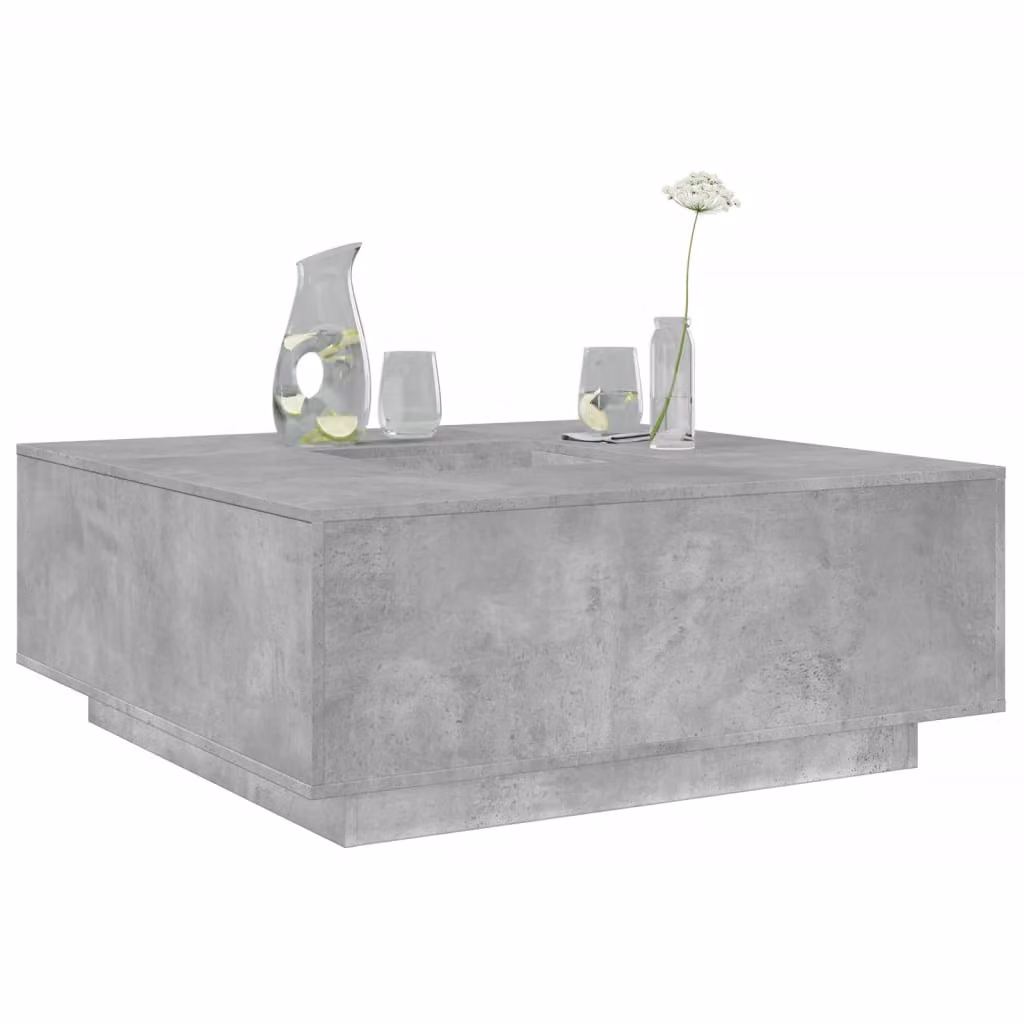 vidaXL Tavolino da Salotto Moderno Quadrato Grigio in Legno e Composito L: 100 cm, P: 100 cm, H: 40 cm