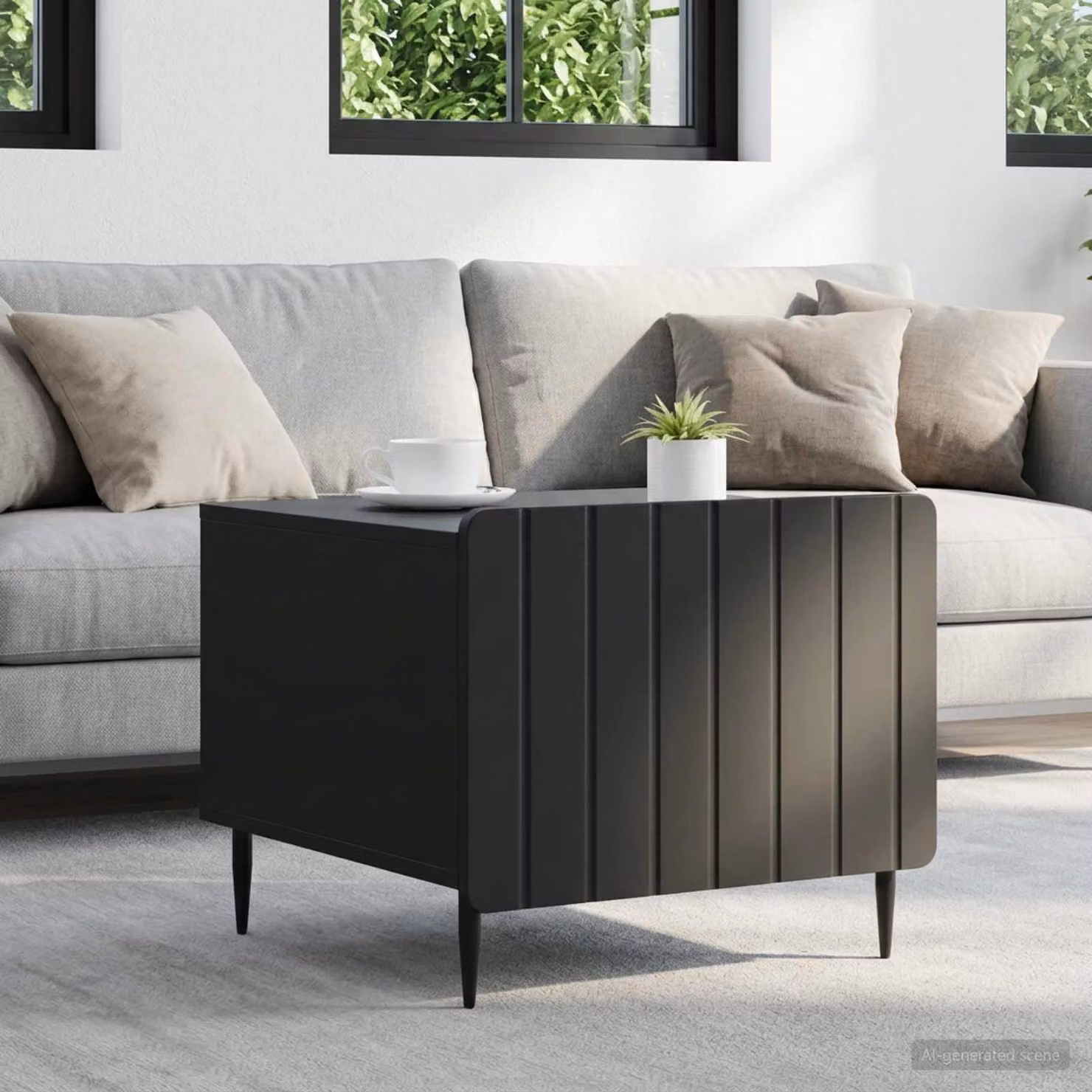 vidaXL Tavolino da salotto moderno nero in legno ingegnerizzato L/P/H: 49 x 50 x 42 cm