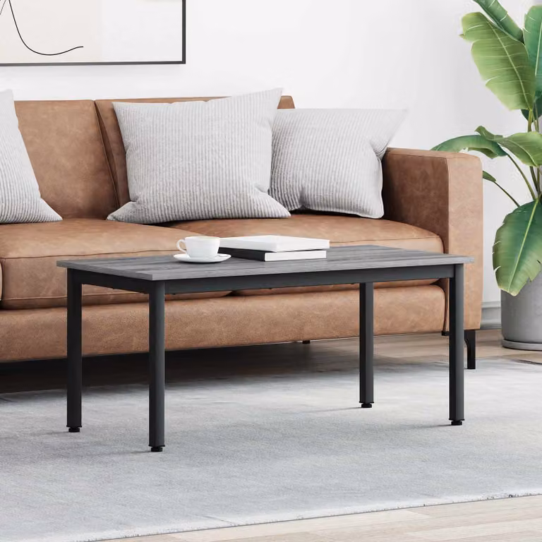 vidaXL Tavolino da salotto moderno in MDF e metallo grigio L: 100 cm, P: 50 cm, H: 45 cm