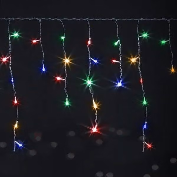 Catena luminosa a forma di fiocchi di neve, RGBY, 5 metri x 0,6 metri, alimentata a 3 batterie AA