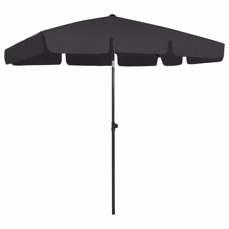 The Living Store Ombrellone da spiaggia nero 200x125 cm