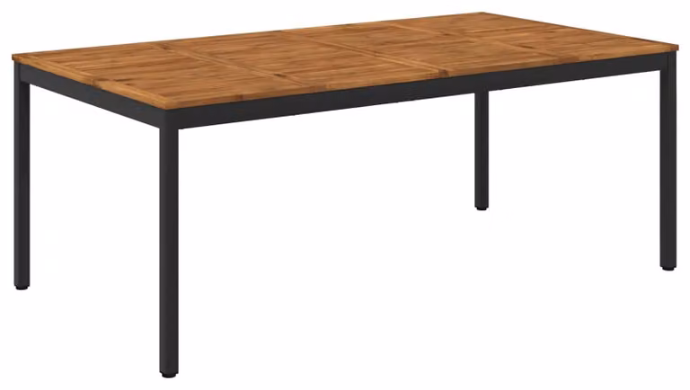 Tavolo da giardino, naturale e nero, dimensioni 196 x 100,5 x 75 cm