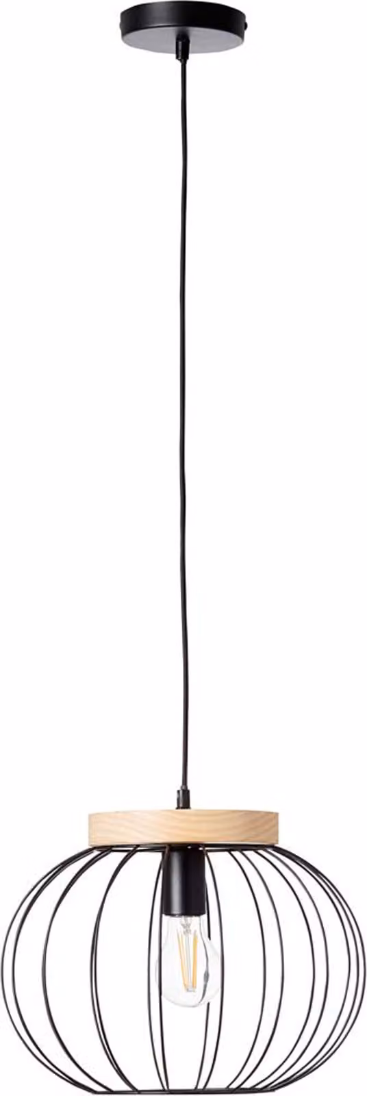 Lampada a sospensione Sorana a 1 luce, nera/color legno