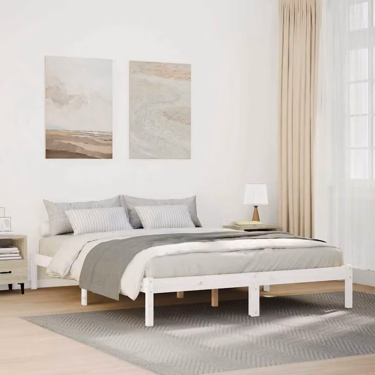 Letto extra lungo vidaXL in pino massiccio bianco senza materasso L: 145.5 cm, P: 215.5 cm, H: 31.0 cm