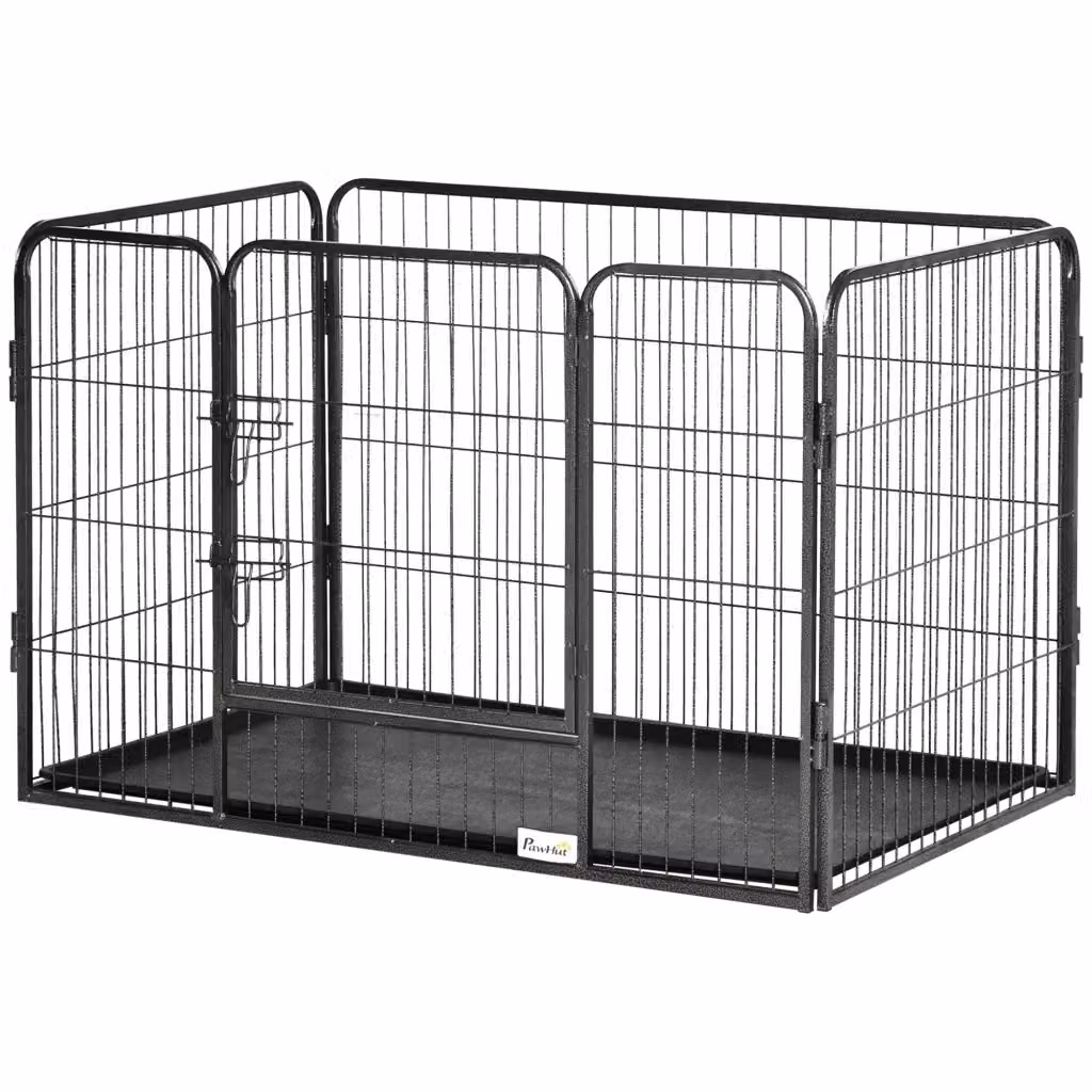 Recinto per animali domestici Zephmum con 4 pannelli in metallo grigio acciaio L: 109 cm, P: 74 cm, H: 71 cm – 2