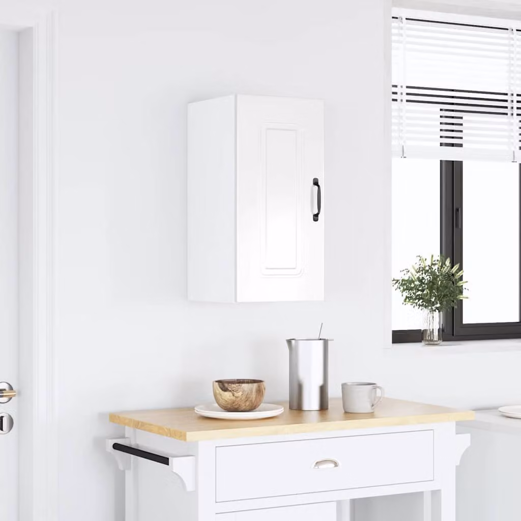 Mobile da parete Kalmar vidaXL Bianco Lucido in MDF per cucina, soggiorno o camera da letto, L: 60 cm, H: 31 cm, P: 30 cm