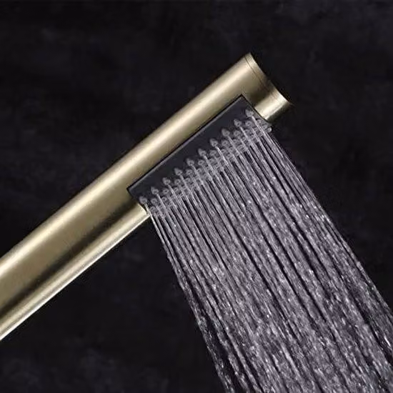 Soffione manuale in ottone, finitura oro spazzolato, doccetta ad alta pressione con soffione in ottone orientabile a 360 gradi e braccio doccia.