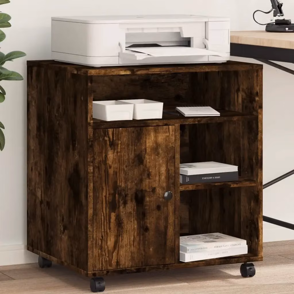 Supporto per Stampante con Ruote in MDF Rovere Fumo L: 60 cm, P: 50 cm, H: 67 cm CFW3151538 – 2