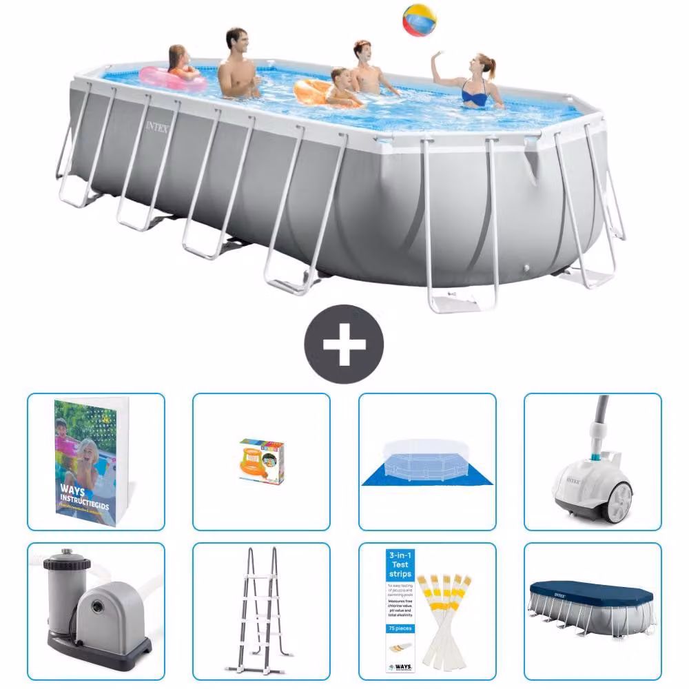 Piscina fuori terra ovale "Prism Frame" - 610x305x122 cm - Kit composto da 7 elementi - Modello S590