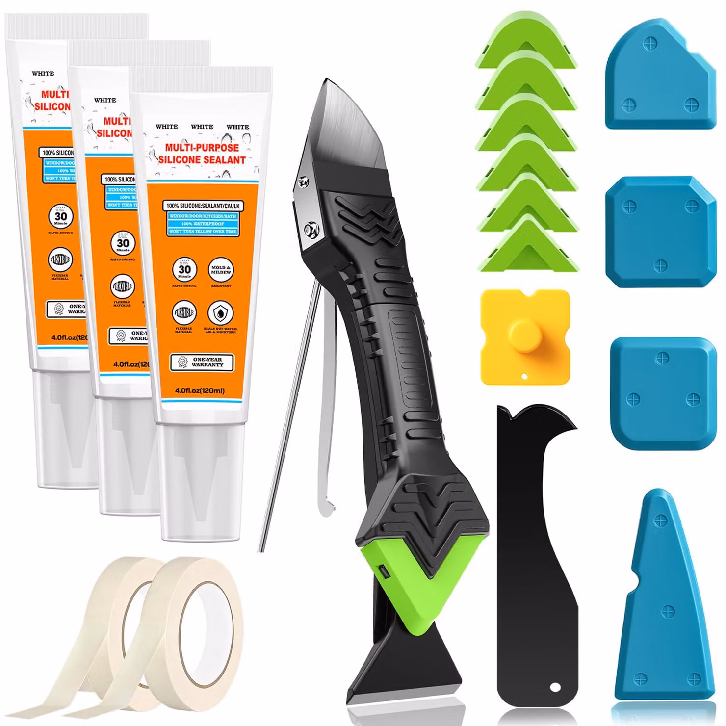 Kit multifunzione 5-in-1: rimuovi silicone, spatola per fughe, ideale per bagno e cucina