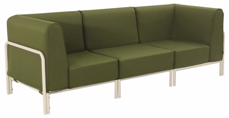 Set modulare di mobili da giardino bassi 3 posti verde kaki - Oviala Patio