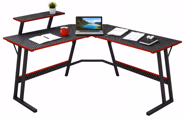 Scrivania - Tavolo da gaming 130x130x50x74 cm - Tavolo da computer nero - Scrivania angolare - Scrivania da gaming