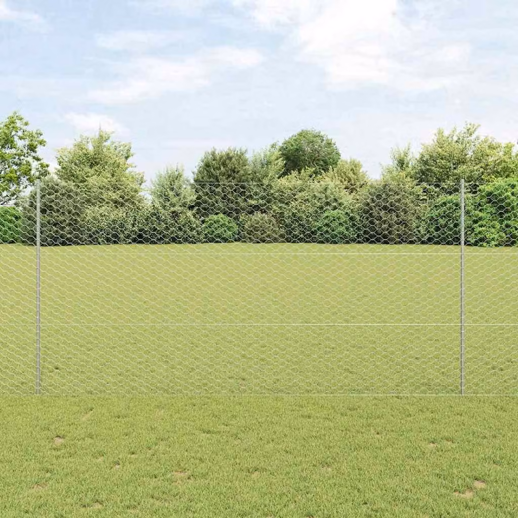 Maison Exclusive - Recinzione con Posto Argento 1,5 x 10 m Acciaio