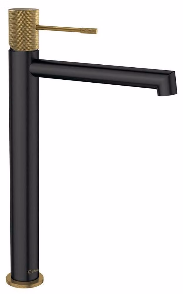 Sapho Solaria - Miscelatore per lavabo, nero opaco/oro WD006G
