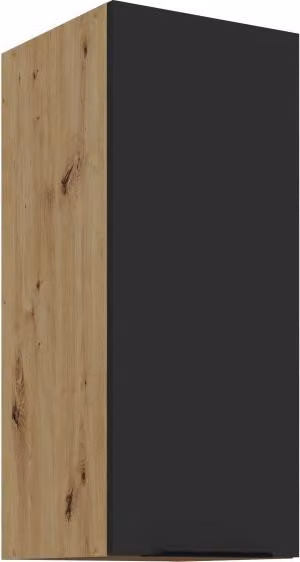 Mobile cucina superiore LUNARA - larghezza 30 cm, nero / rovere artigianale