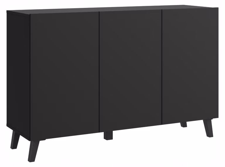 Comò da 120 cm per il soggiorno, con gambe, colore grafite nero, design minimalista