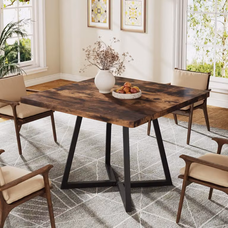 Tavolo da pranzo Tribesigns, per 2-4 persone, tavolo da pranzo industriale da 80 cm con struttura in metallo, tavolo da cucina per sala da pranzo, appartamenti, rustico marrone e nero