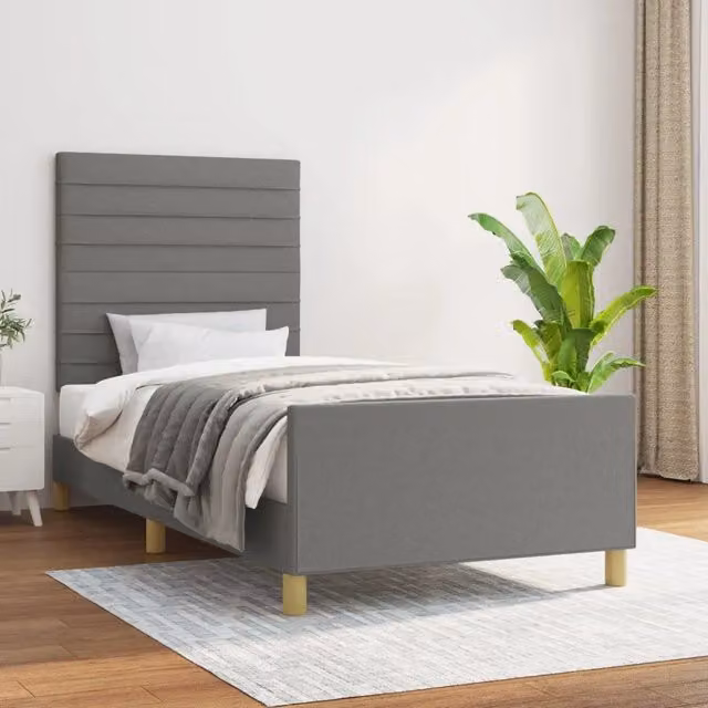 Giroletto vidaXL in tessuto grigio con struttura in legno e doghe rigide L/P/H: 80 x 200 cm