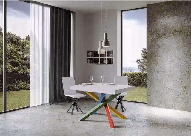 Tavolo allungabile Volantis Premium ITAMOBY Bianco Frassino con telaio in metallo X-frame