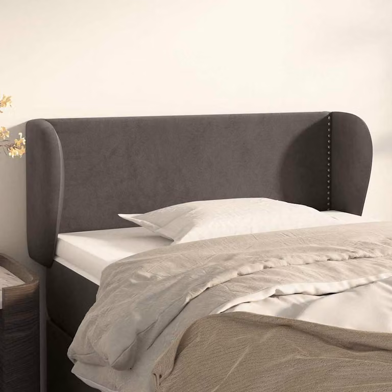 Testiera ad orecchio vidaXL in velluto grigio scuro L: 103 cm, P: 23 cm, H: 78-88 cm