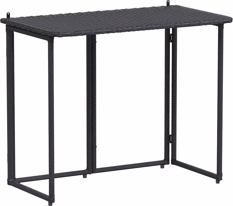 Tavolo da Giardino Pieghevole Nero 90x51x75 cm in Polyrattan