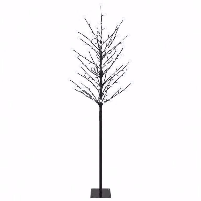 vidaXL Albero di Natale con palline LED Nero 180 cm Acciaio 220 LED