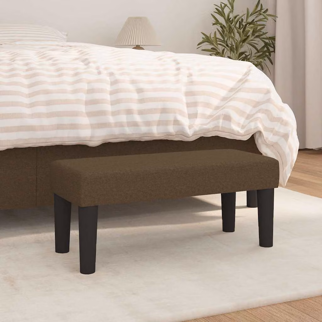 Panca vidaXL in tessuto marrone con struttura in legno per soggiorno o camera da letto L 70 x P 30 x H 30 cm