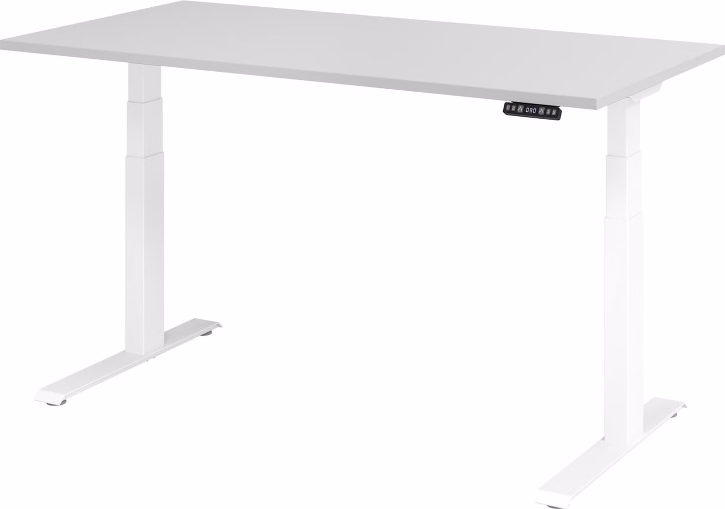 Scrivania regolabile in altezza XDKB | 2 motori | 120 - 180 cm | elettrica, dimensioni piano:160 x 80 cm, colore piano:grigio, colore struttura:bianco