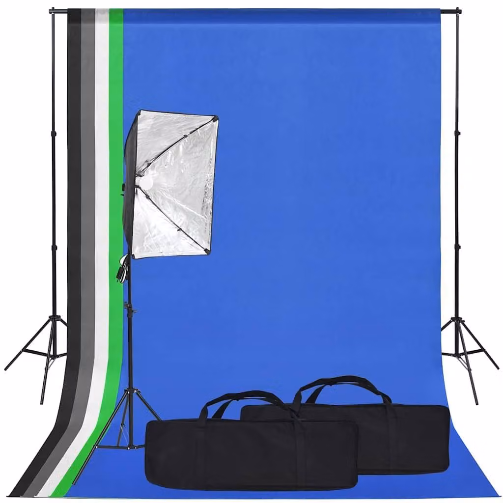 vidaXL Set da studio fotografico con softbox e sfondo