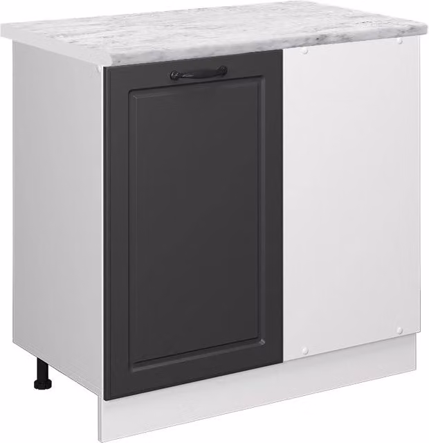 Mobile ad angolo cucina R-Line Antracite rustico/Bianco 86 cm PL Marmo Vicco