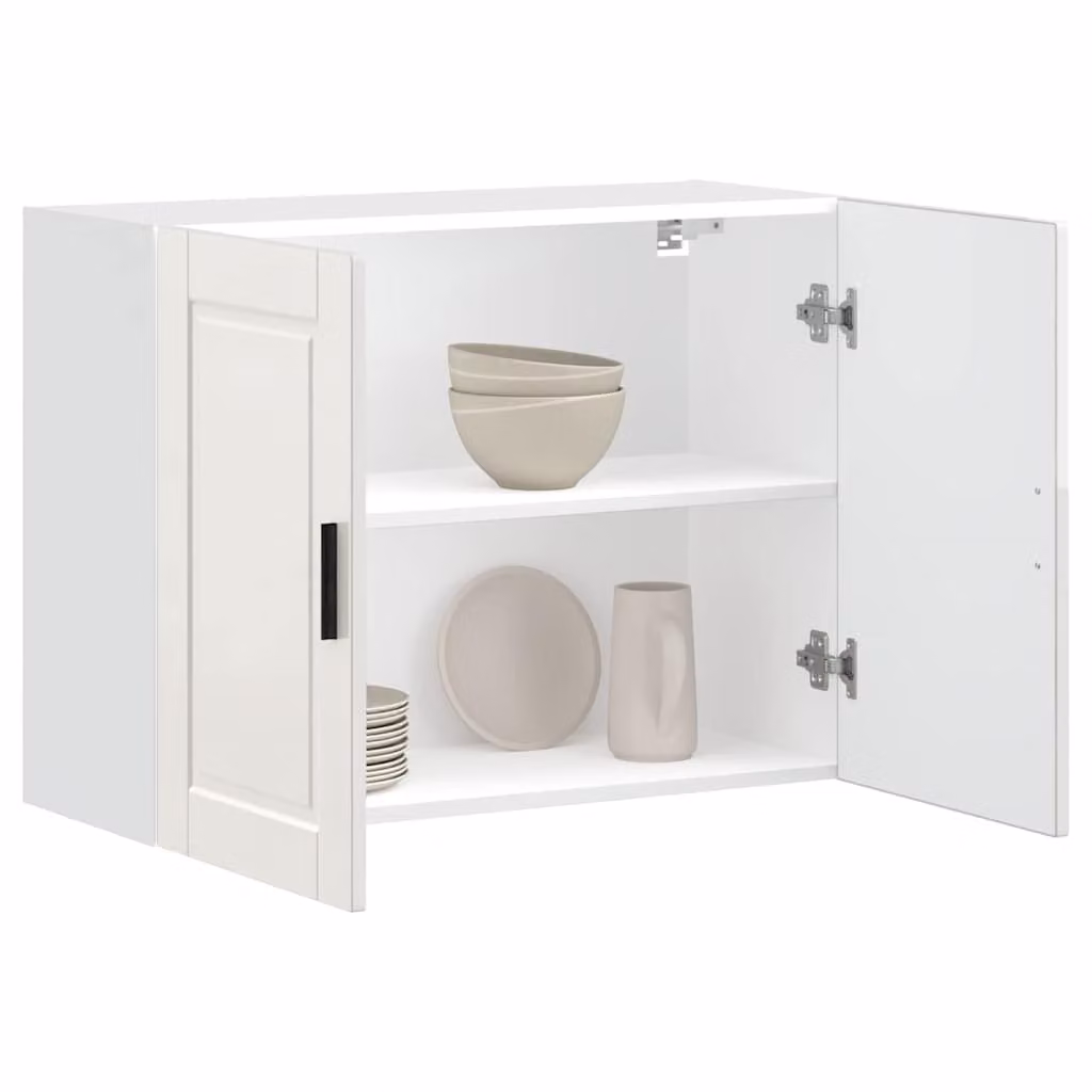 Pensile da cucina moderno vidaXL bianco lucido in legno e MDF con ante a battente e ripiani interni L 80 cm, H 60 cm, P 31 cm