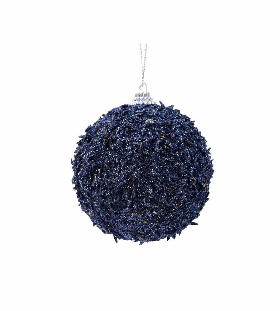 Decoris Sfera di Natale Night - Blu Scintillante con Glitter - 8 cm