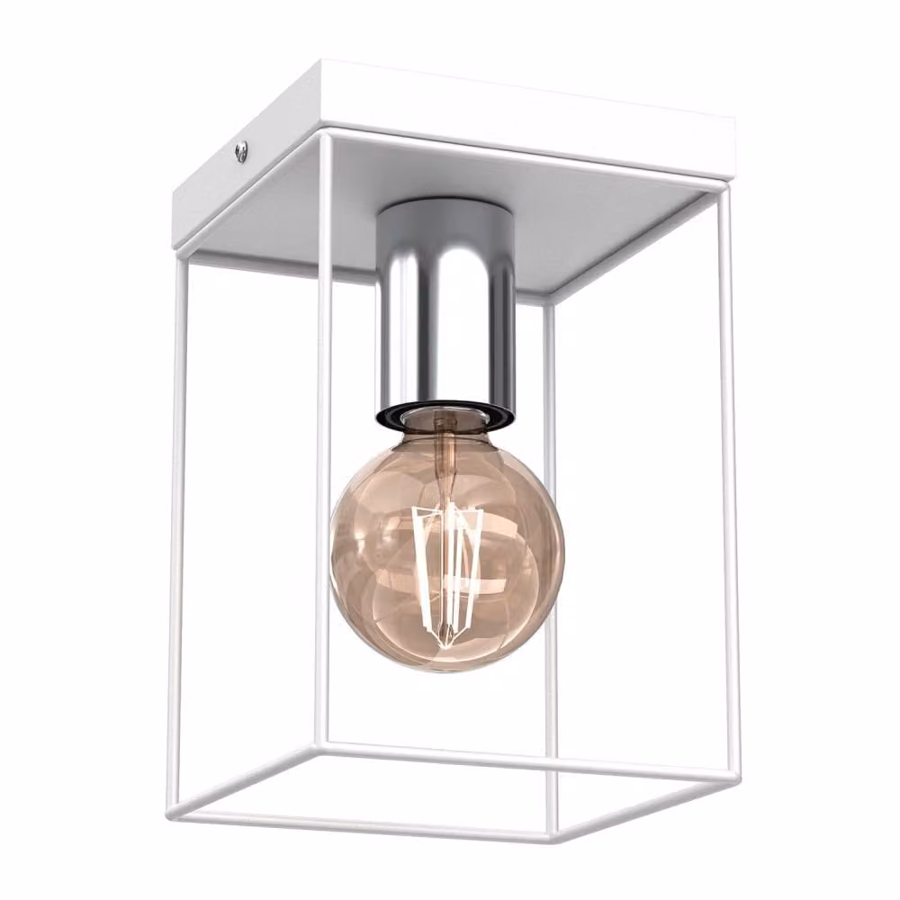 Lampada a sospensione Homen bianco opaco-cromata 1xE27x15W metallo, dimensioni: 22x14x14 cm, IP20, Luminex