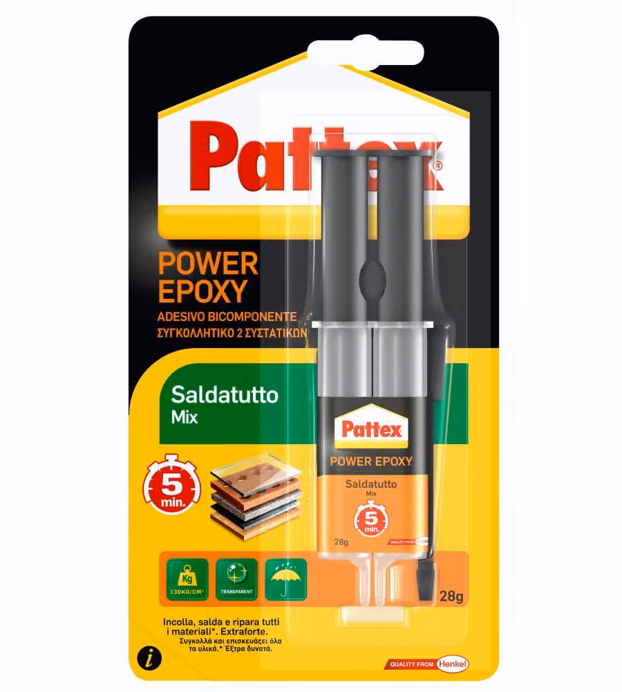 Pattex Colla Epossidica Bicomponente Multiuso Impermeabile Trasparente 28 g – 2