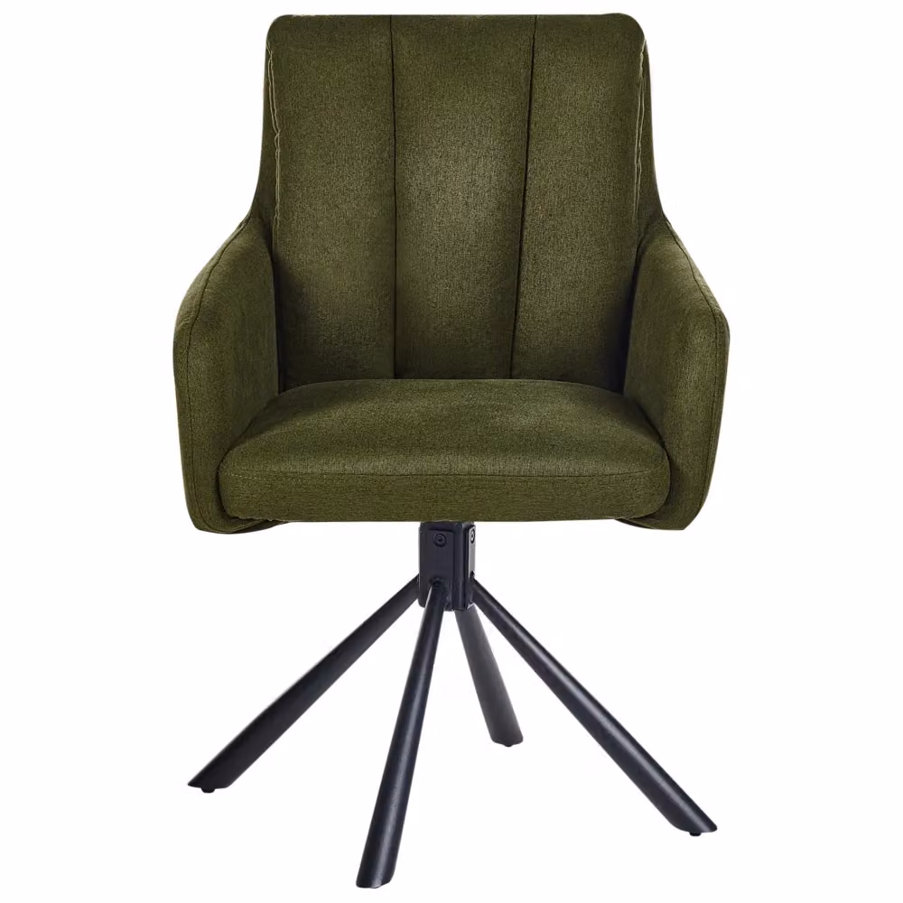 Set di 2 sedute imbottite BELIANI in tessuto verde scuro con gambe in metallo nero stile retro e funzione girevole – 2